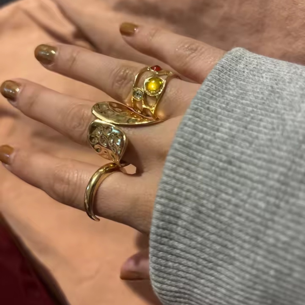 Golden Goddess Boho Luxe Gold 6 Piece Ring Set - Picture 9 of 14